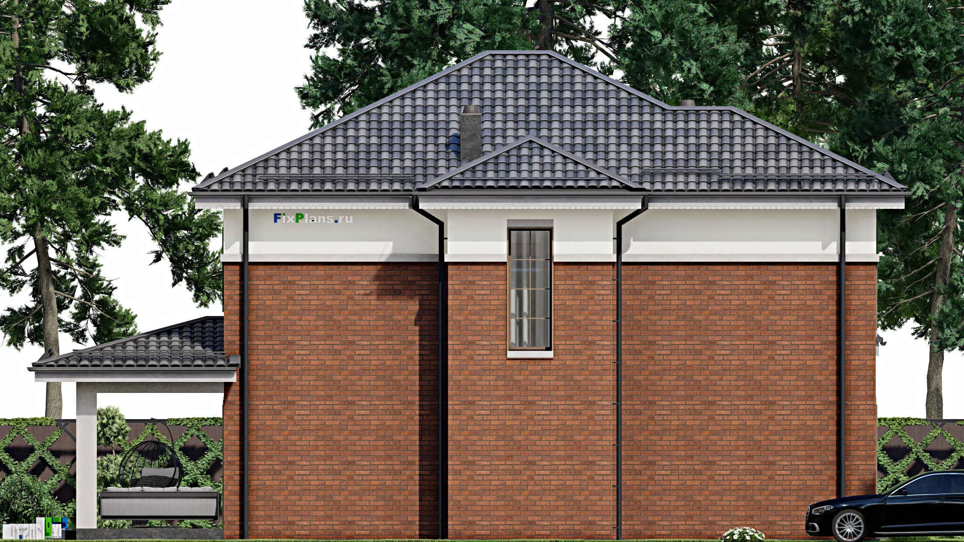 F-5714 - Проект двухэтажного дома 12 на 16, площадью 200 м² с террасой и 4 спальнями