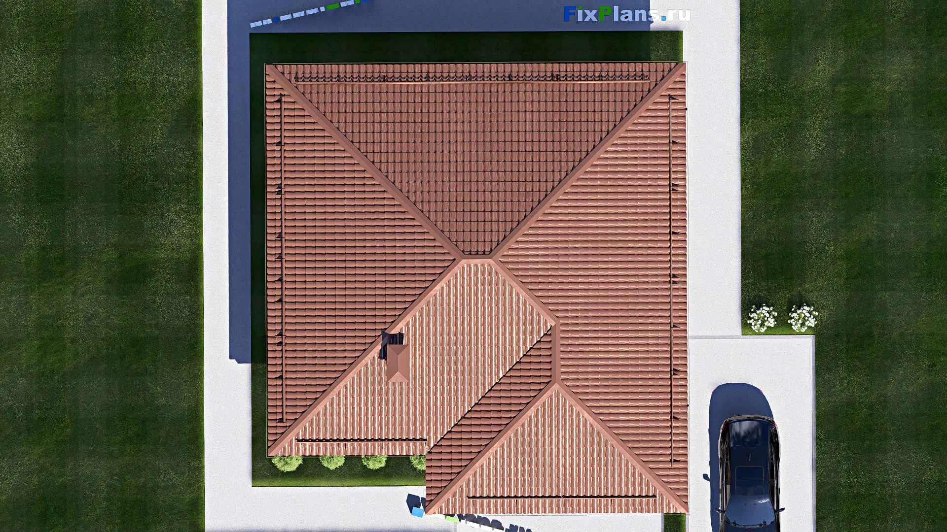 F-18296 - Проект одноэтажного дома 12 на 13, площадью 120 м² с 2 спальнями
