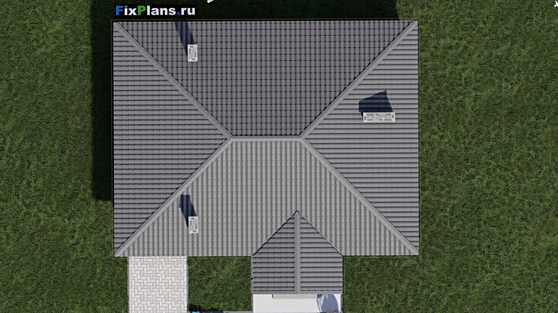 F-0251 - План одноэтажного дома 11 на 12, площадью 130 м² с террасой и 3 спальнями