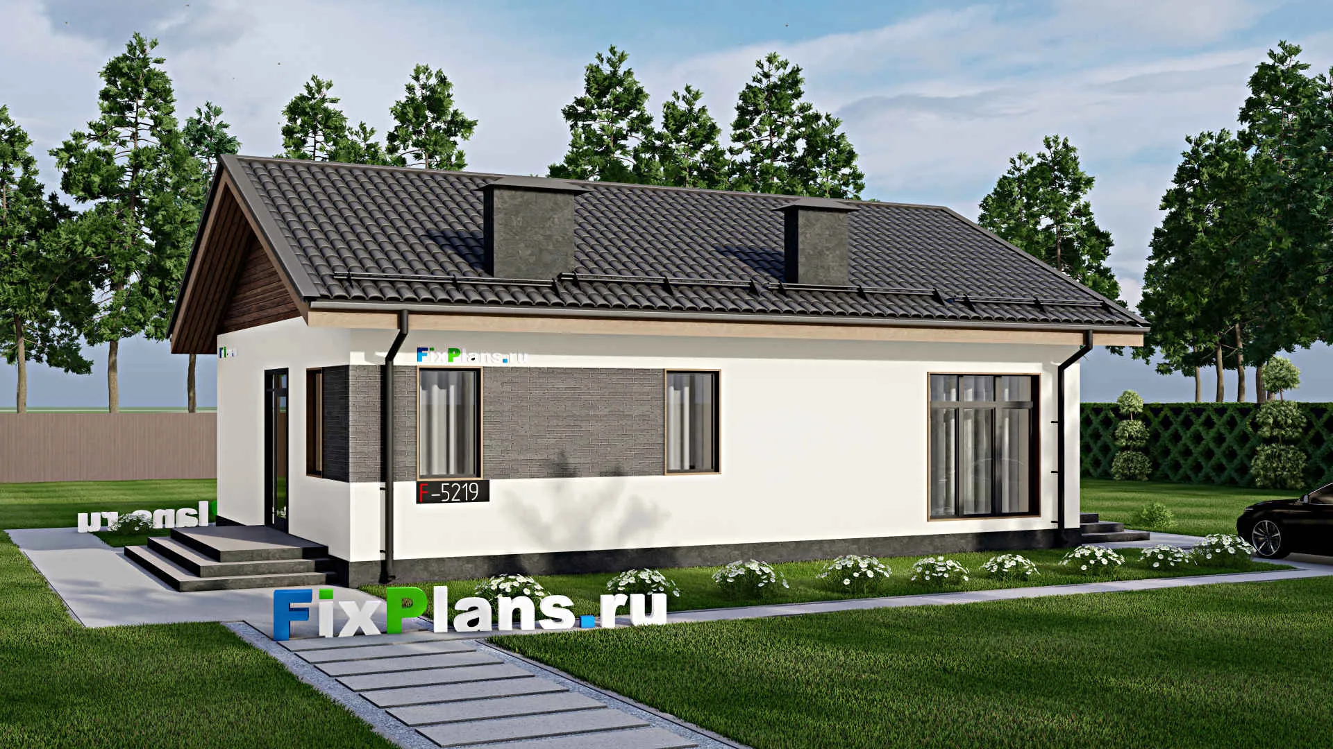 F-5219 - Проект одноэтажного дома 10 на 12, площадью 100 м² с 2 спальнями