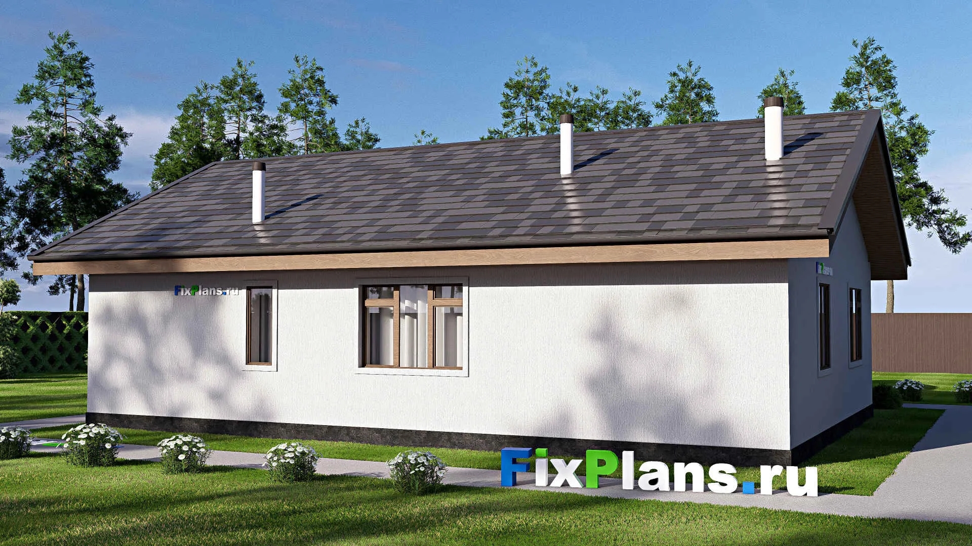 F-19160 - Проект одноэтажного дома 11 на 14, площадью 120 м² с 3 спальнями