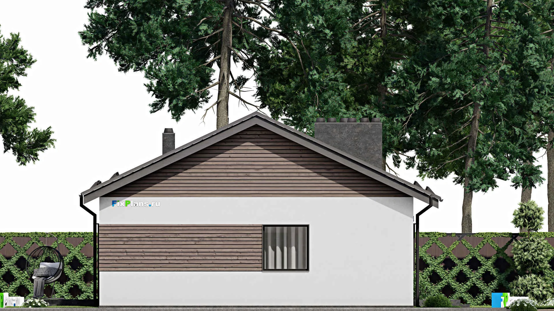 F-3149 - Проект одноэтажного дома 11 на 17, площадью 180 м² с террасой, баней и 3 спальнями