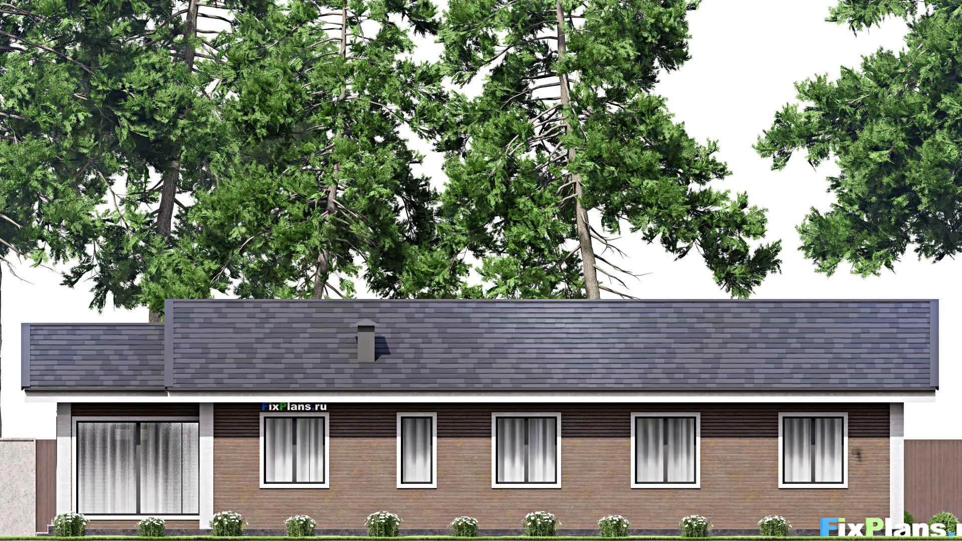 F-14372 - Проект одноэтажного дома 13 на 21, площадью 200 м² с террасой и 3 спальнями