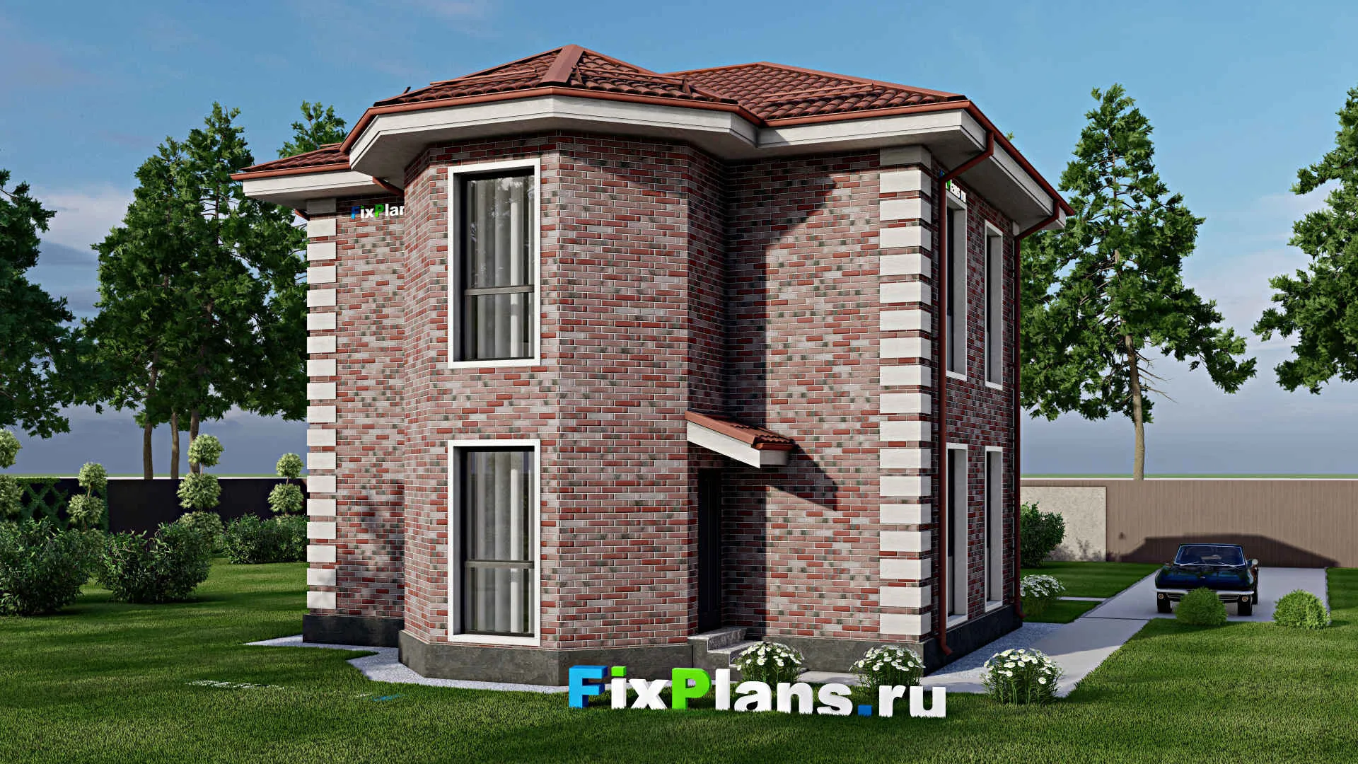 F-2024 - Планы двухэтажного дома 10 на 12, площадью 120 м² с 3 спальнями