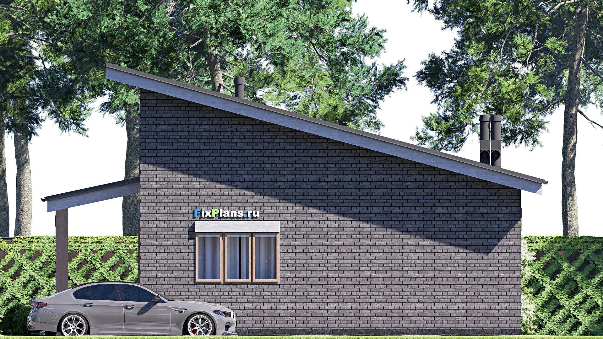 F-20456 - Проект одноэтажного дома 11 на 15, площадью 140 м² с террасой и 2 спальнями