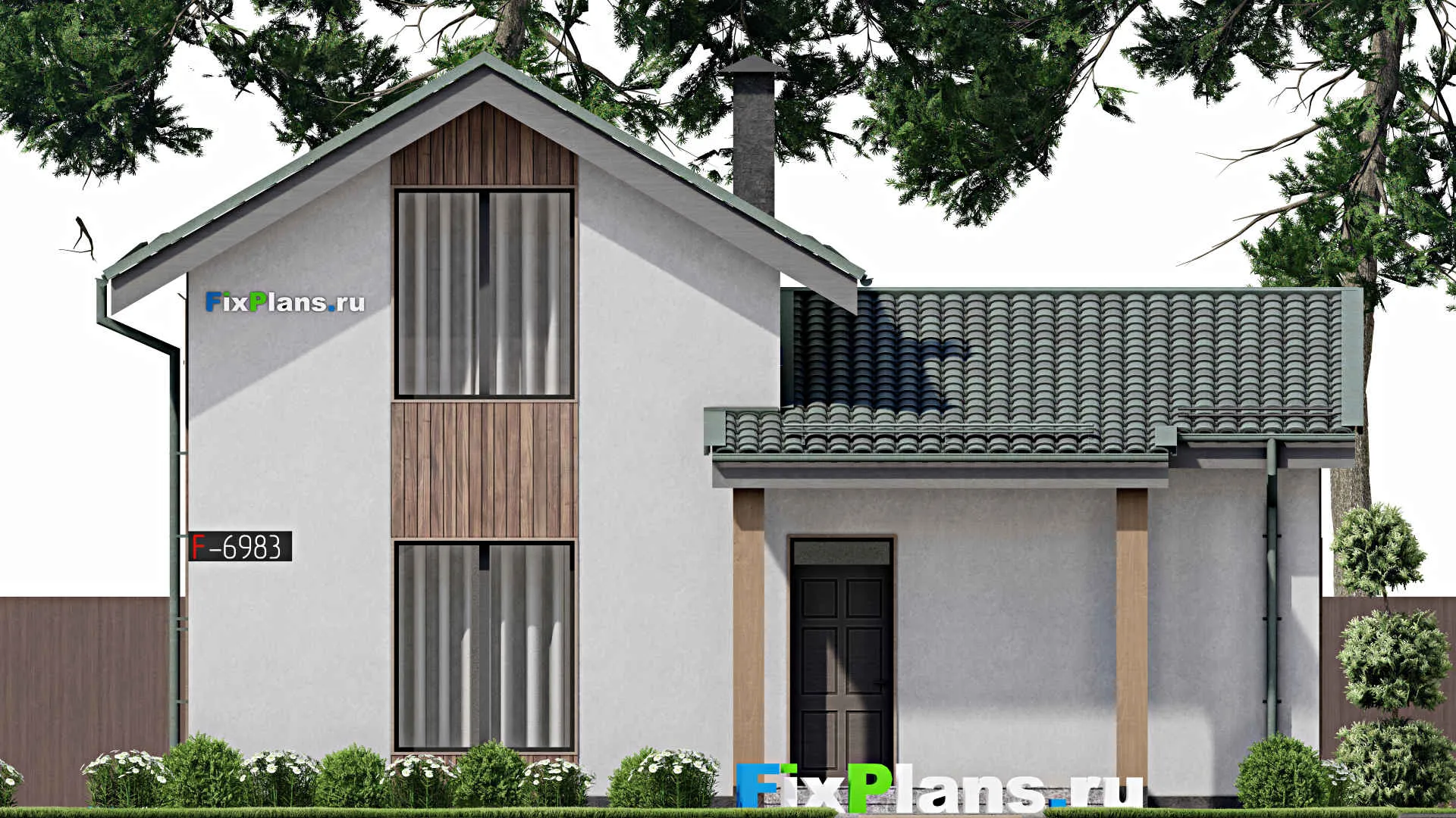 F-6983 - Проект дома с мансардой 11 на 13, площадью 140 м² с 5 спальнями