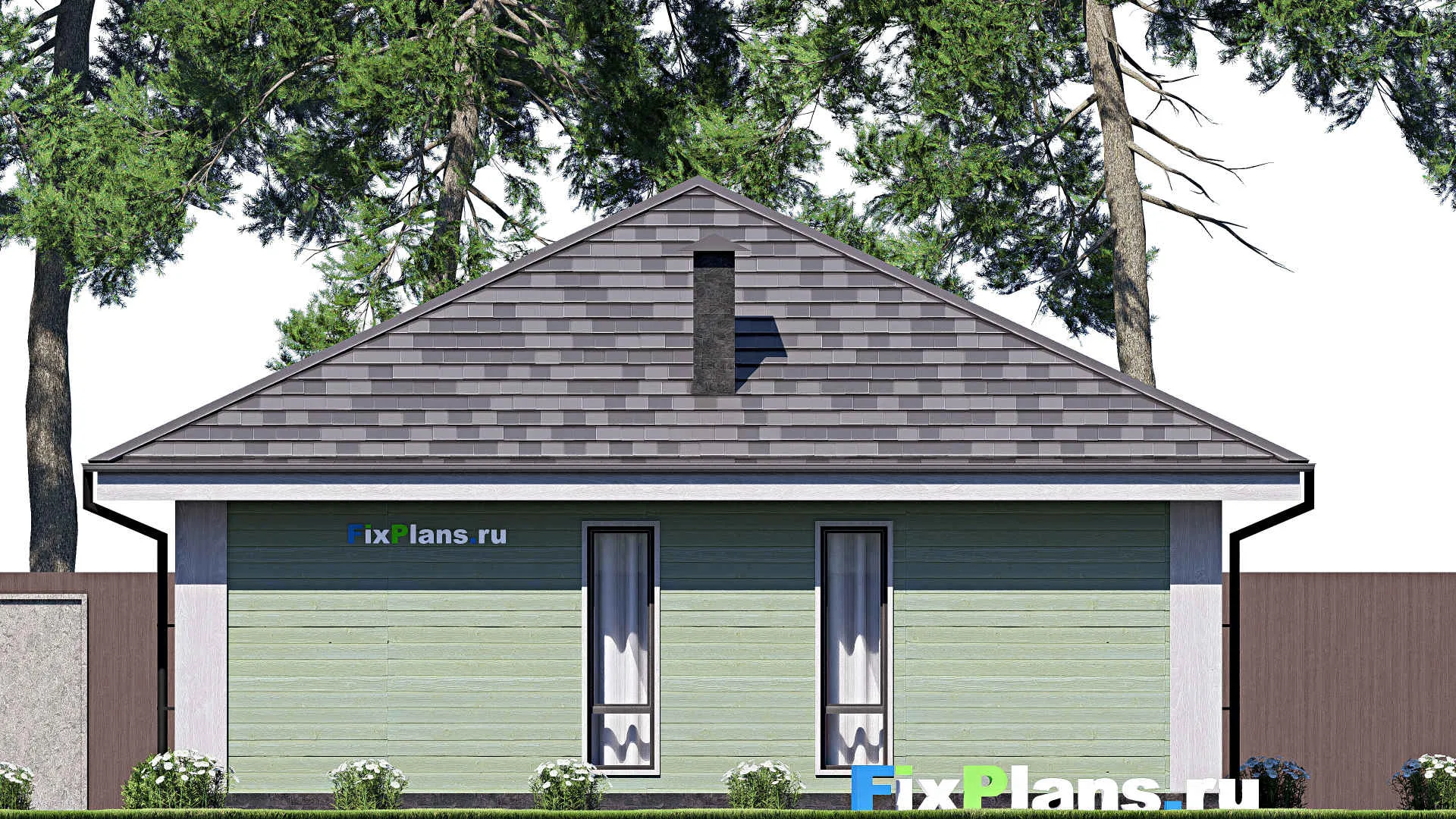 F-18062 - План одноэтажного дома 11 на 11, площадью 90 м² с 3 спальнями