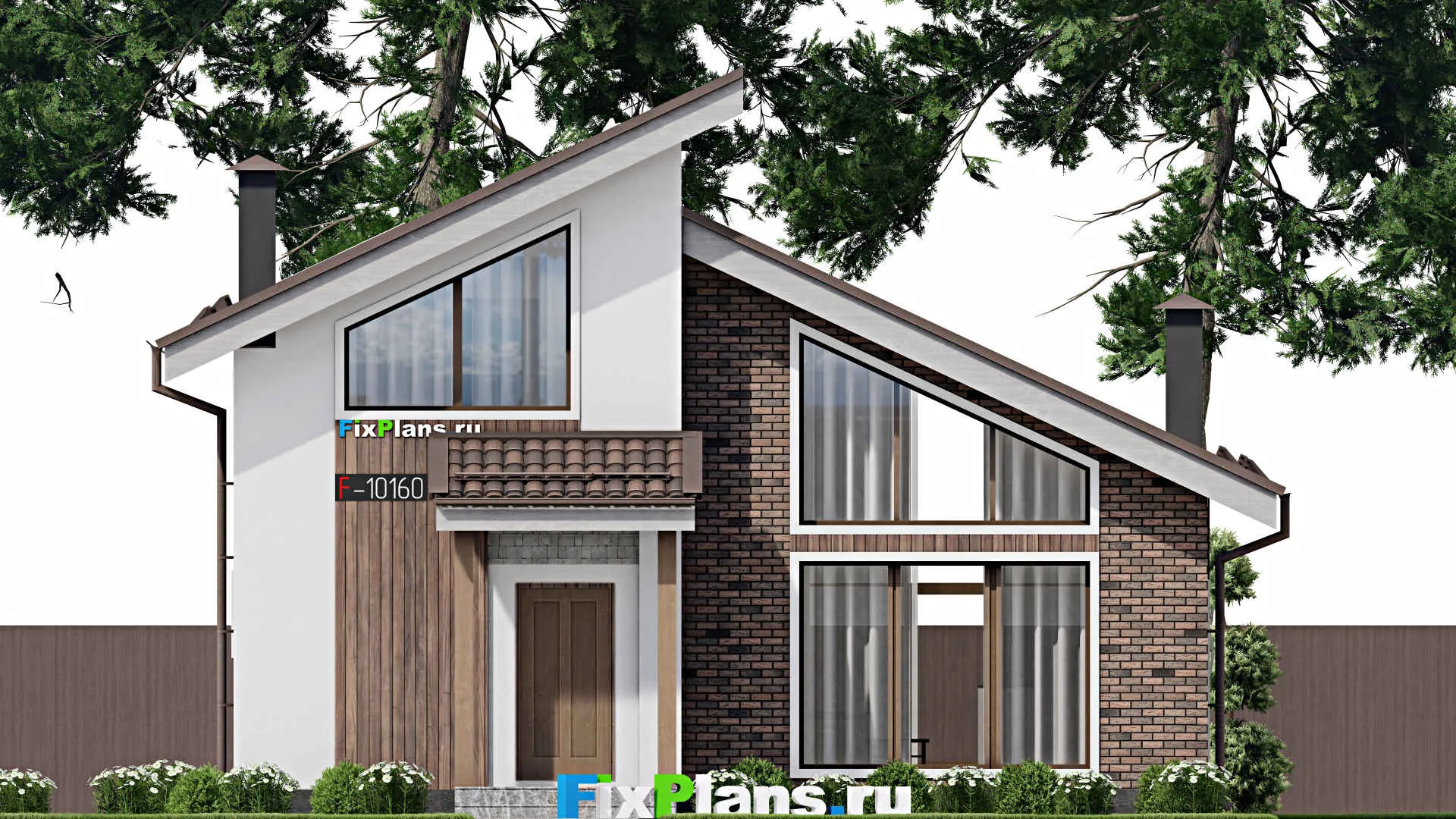 F-10160 - Проект дома с мансардой 11 на 14, площадью 150 м² с террасой и 3 спальнями